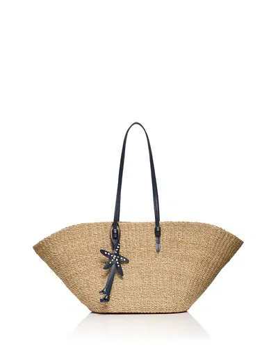 Poolside East West Large Straw Beach Tote Bag In Blue
