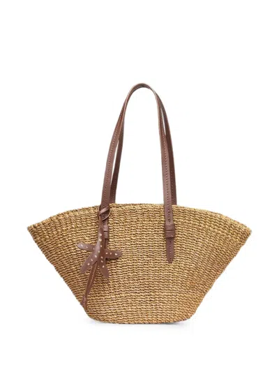 Poolside East West Woven Tote Bag In Neutral