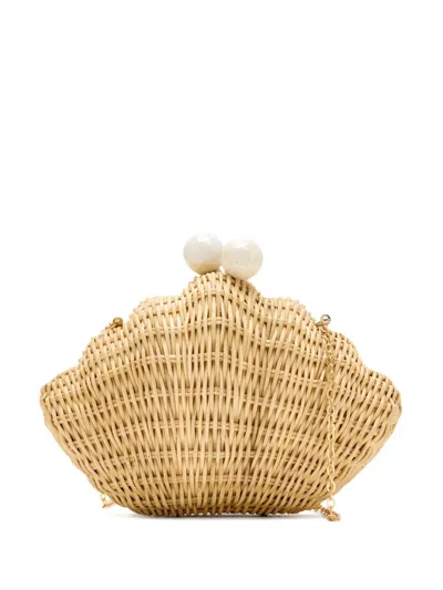 Poolside Mini Shell-shaped Clutch In Neutral