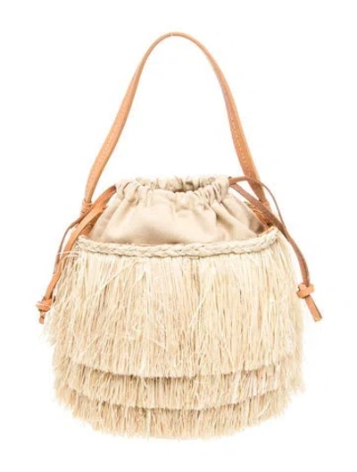 Pre-owned Poolside Raffia Bucket Bag W/ Tags In Neutral