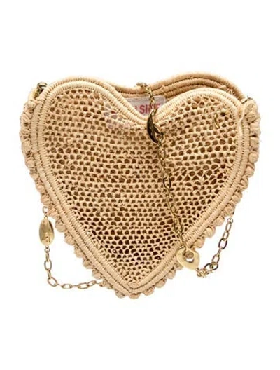 Pre-owned Poolside Raffia Crossbody Bag In Neutral
