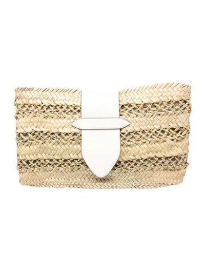 Pre-owned Poolside Raffia Minaudière In Multi