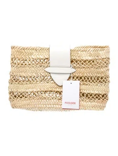 Pre-owned Poolside Raffia Minaudière In Neutral