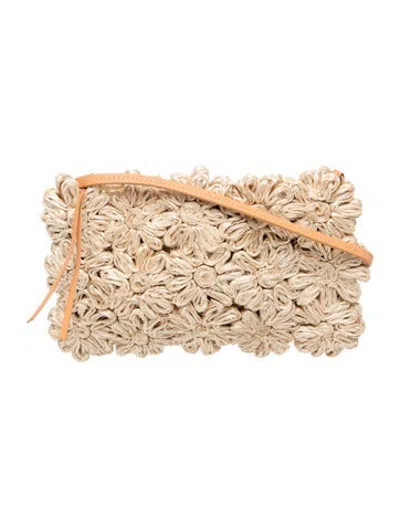 Pre-owned Poolside Raffia Shoulder Bag In Neutrals