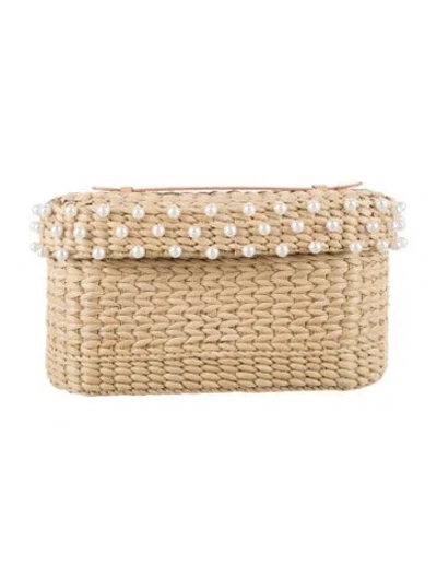 Pre-owned Poolside Raffia Top Handle Bag In Neutral