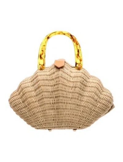 Pre-owned Poolside Raffia Top Handle Bag In Neutrals