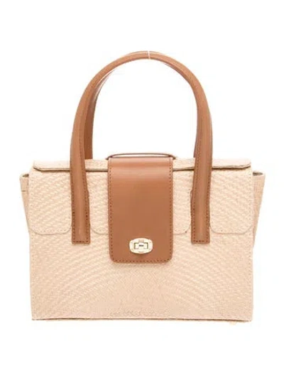 Pre-owned Poolside Raffia Top Handle Bag W/ Tags In Neutrals