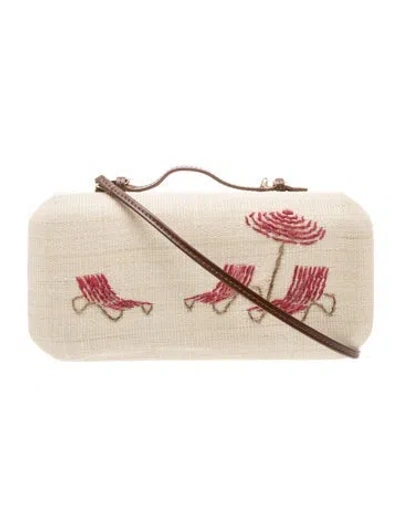 Pre-owned Poolside Raffia Top Handle Bag W/ Tags In Neutrals