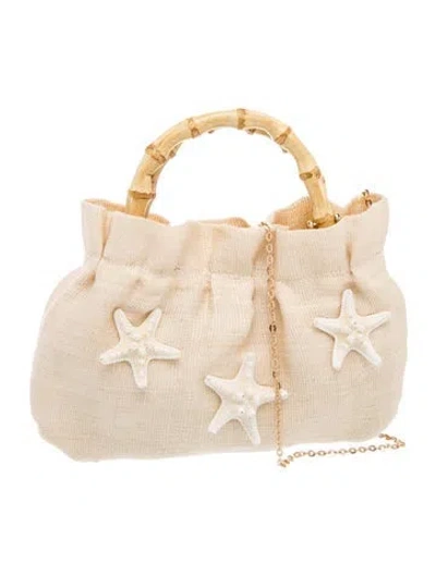 Pre-owned Poolside Raffia Top Handle Bag W/ Tags In Neutrals