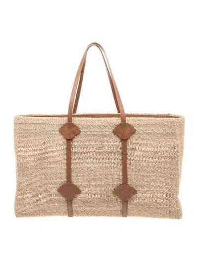 Pre-owned Poolside Raffia Tote In Neutral