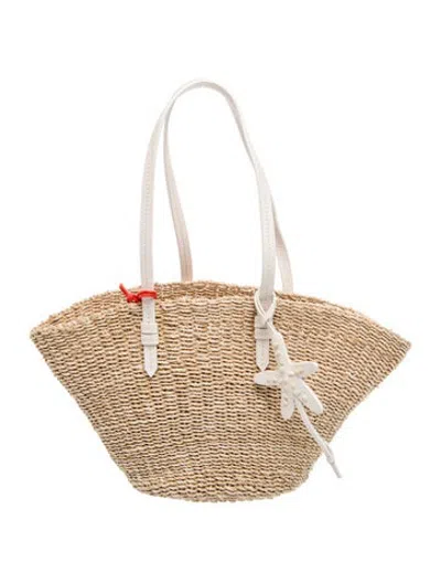 Pre-owned Poolside Raffia Tote In Neutrals