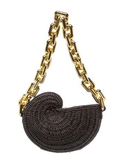 Pre-owned Poolside Rattan Top Handle Bag In Black