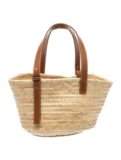 Pre-owned Poolside Straw Bucket Bag In Neutral