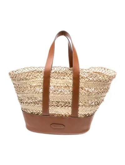 Pre-owned Poolside Straw Bucket Bag W/ Tags In Neutral