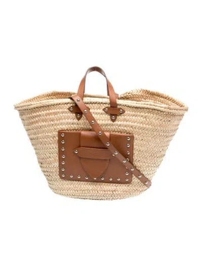 Pre-owned Poolside Straw Minaudière In Neutral