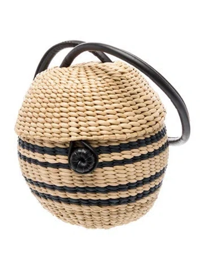 Pre-owned Poolside Straw Minaudière W/ Tags In Neutral