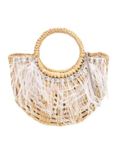 Pre-owned Poolside Straw Top Handle Bag In Neutral