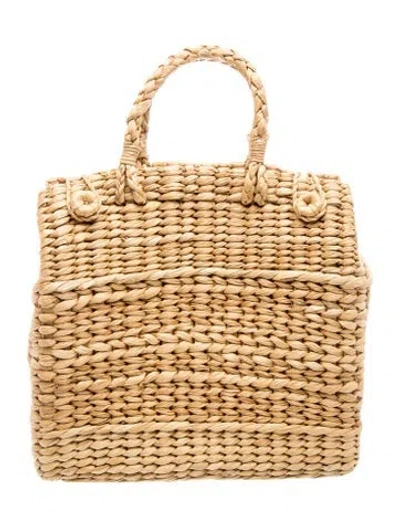 Pre-owned Poolside Straw Top Handle Bag In Neutral
