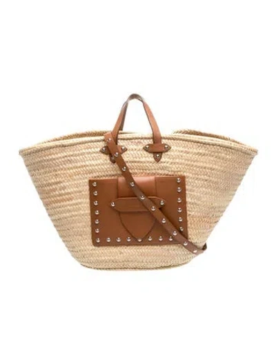 Pre-owned Poolside Straw Top Handle Bag In Neutral
