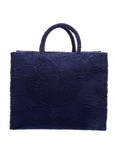 Pre-owned Poolside Terry Cloth Tote In Blue