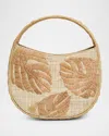 Poolside The Arc Leaf Straw Top-handle Bag In Natural
