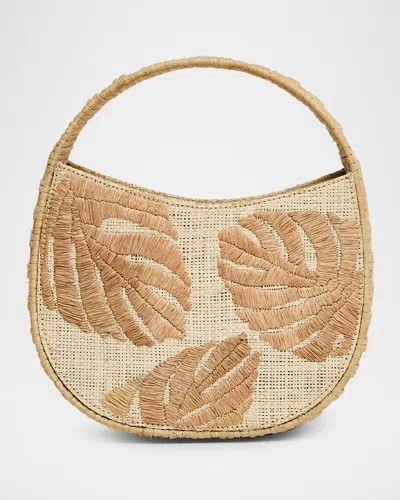 Poolside The Arc Leaf Straw Top-handle Bag In Natural