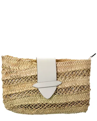 Poolside The Cannes Straw Clutch In Brown