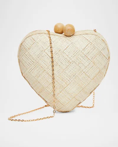 Poolside The Di Mezzo Heart Clutch Bag In Natural