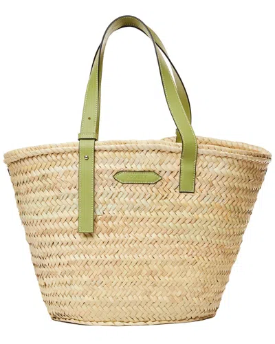 Poolside The Essaouira Small Straw Tote In Green