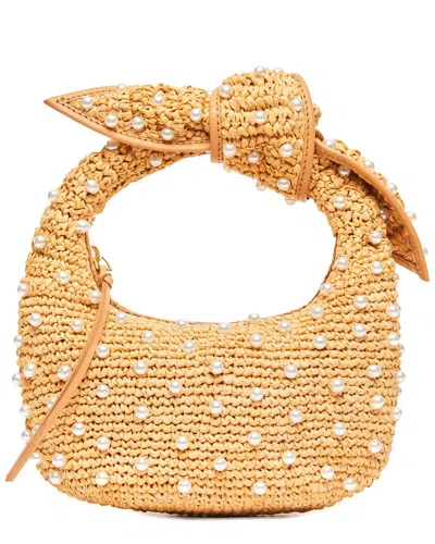 Poolside The Josie Knot Bag Pearl Raffia Hobo Bag In White