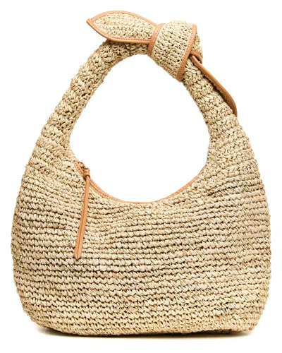 Poolside The Josie Straw Shoulder Bag In Beige