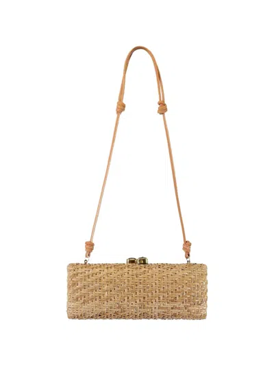 Poolside The Nantucket Woven Top-handle Clutch Bag In Nude