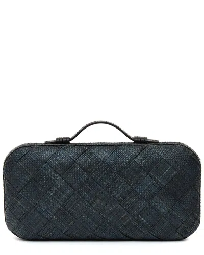 Poolside The Origami Scallop Straw Clutch In Black