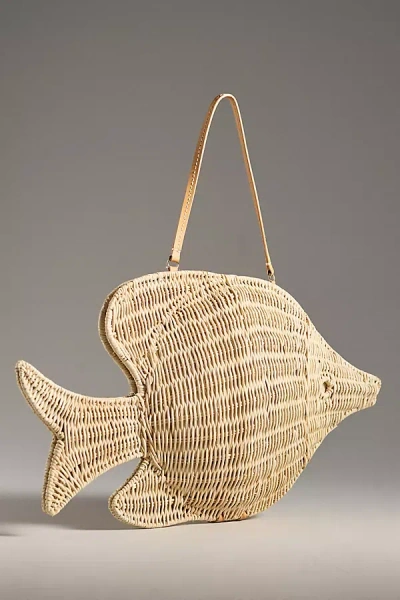 Poolside The Paros Rattan Fish Tote In Sand
