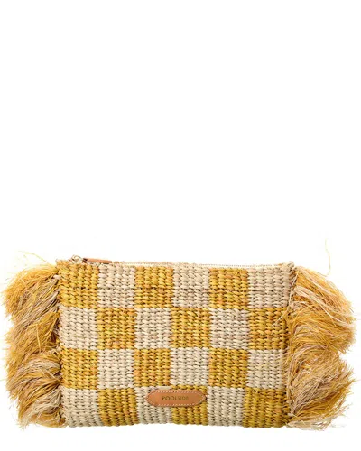 Poolside The Tropical Check Raffia Clutch In Yellow