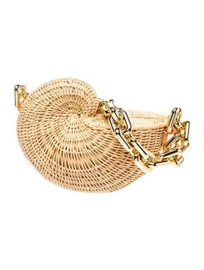 Pre-owned Poolside Wicker Shoulder Bag In Neutrals