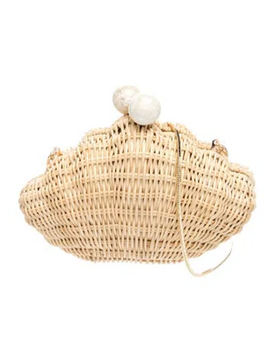 Pre-owned Poolside Wicker Shoulder Bag In Neutrals