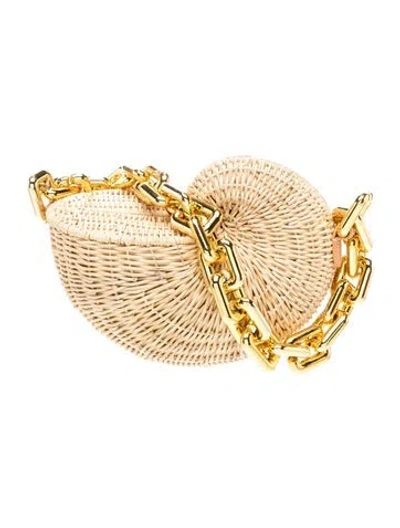 Pre-owned Poolside Wicker Top Handle Bag In Neutral