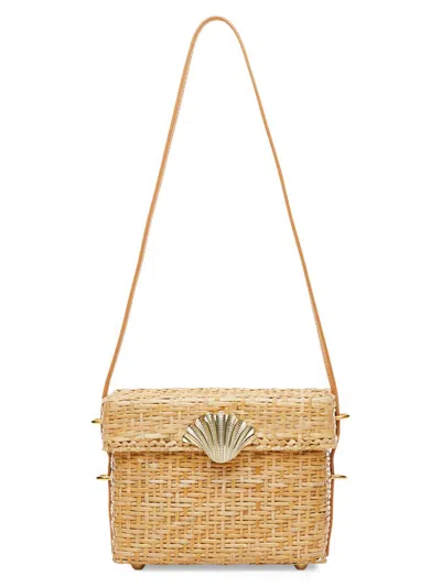 Poolside Women's The Box Rattan Shoulder Bag In Sand