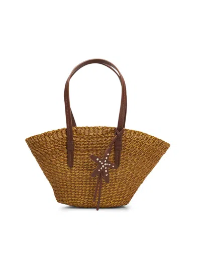 Poolside Women's The East West Mini Straw Tote Bag In Cocoa