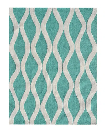 Pop Accents Squiggle Hand-hooked Rug In Green