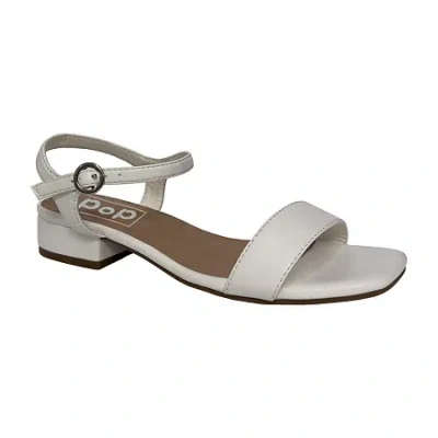 Pop Blaira Womens Square Open Toe Flat Heel Pumps In White