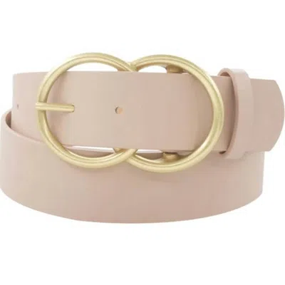 Pop Confetti Women's Wide Vegan Leather Double Ring Belt In Taupe In Neutral