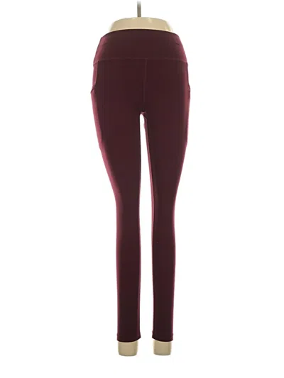 Pre-owned Pop Fit Active Pants In Burgundy