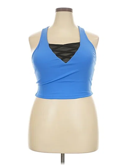 Pre-owned Pop Fit Sleeveless Top Blue Halter Neckline Tops