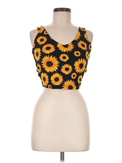 Pre-owned Pop Fit Sleeveless Top Yellow Strapless Neckline Tops