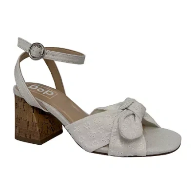 Pop Kavari Womens Square Open Toe Block Heel Pumps In Gray