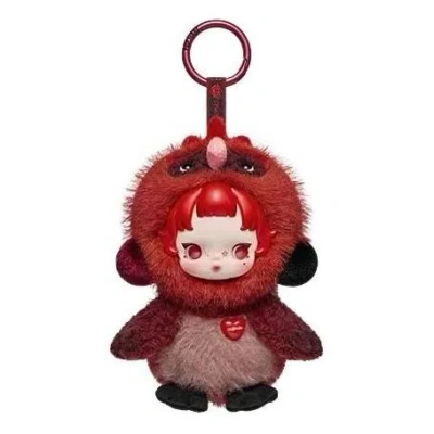 Pop Mart Dear Birds Series Plush Pendent 'a Dawn Duet' In Burgundy
