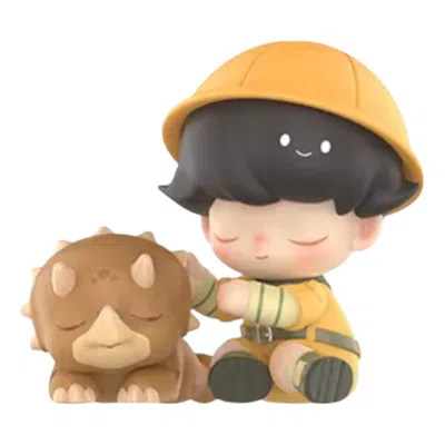 Pop Mart Dimoo Jurassic World Figures 'hug A Dinosaur' In Yellow