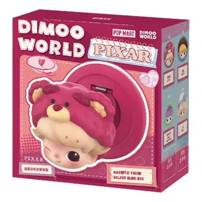 Pop Mart Dimoo World X Pixar Series Magnetic Phone Holder Sealed Case (1 Blind Box) In Pink
